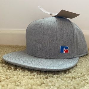 Russell Athletic All Grey Small Red Blu Logo One Size Snap Back Hat